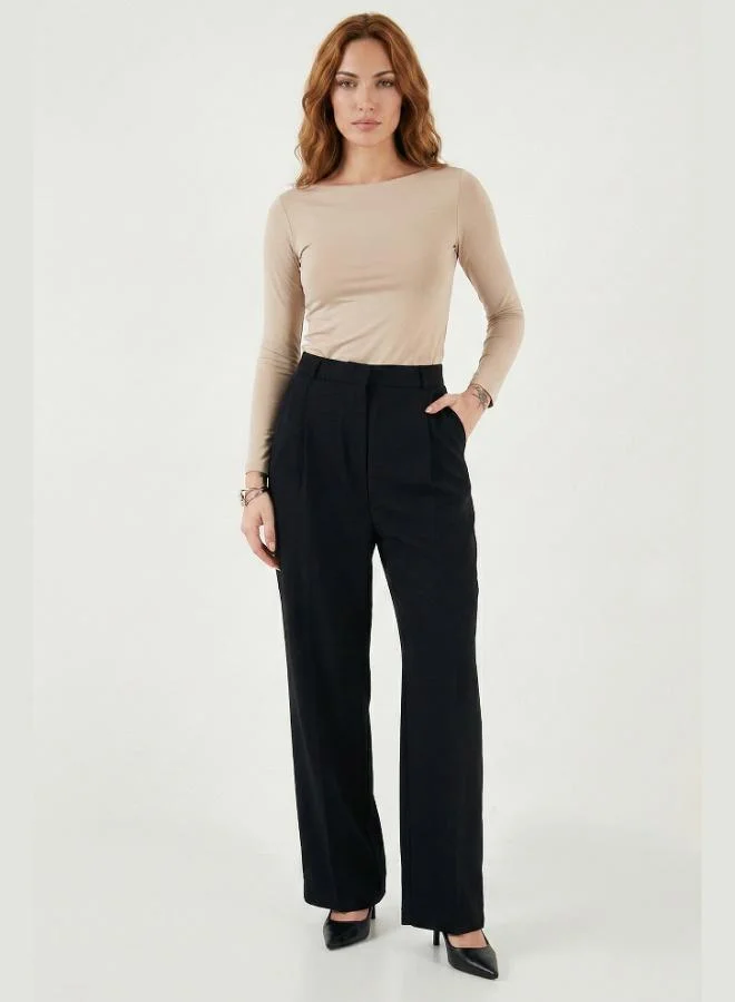 ليلا بنطلون نسائي ليلا بقصة مستقيمة وخصر مرتفع